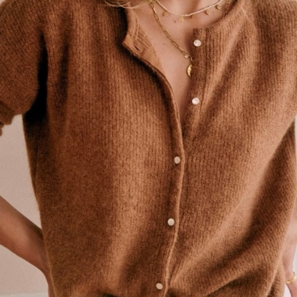 Sezane Brown Cardigan Sweater - Picture 1 of 4